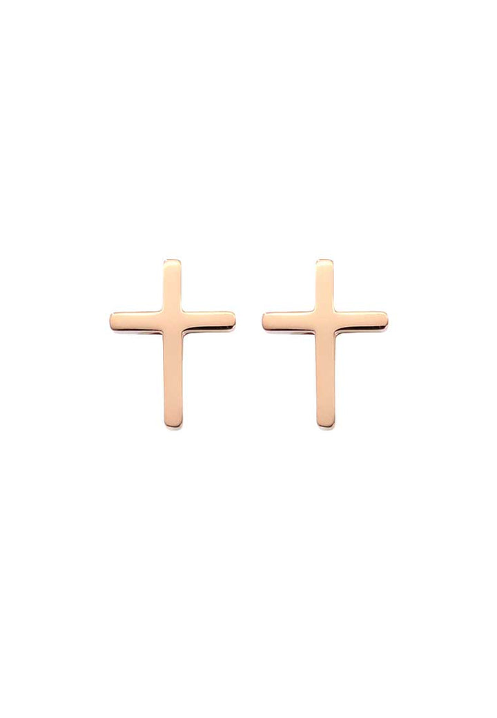 Krissy Dainty Cross in Rose Gold Stud Earrings