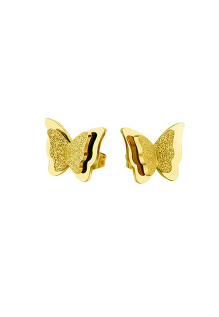 Queen Alexandra Double Frosted Butterfly Stud Earrings