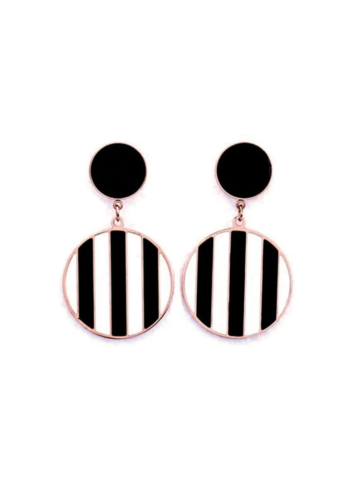 Stella Vogue in Black and White Striped Drop Earrings
