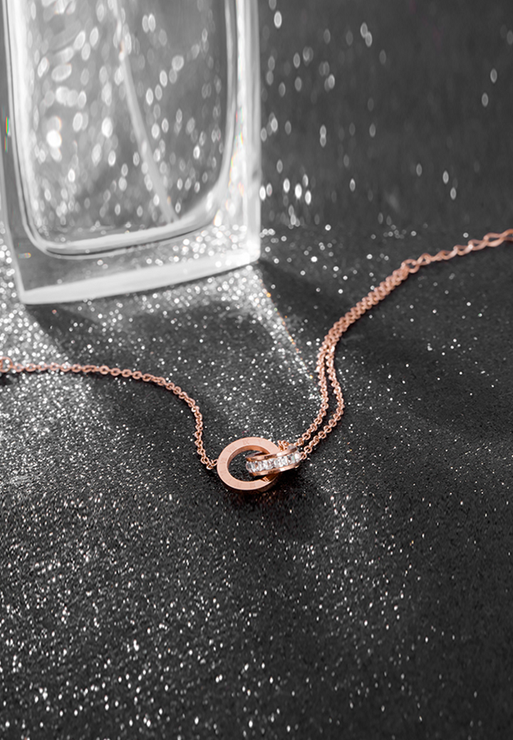 Athena Interlocking with Roman Numeral Anklet in Rose Gold
