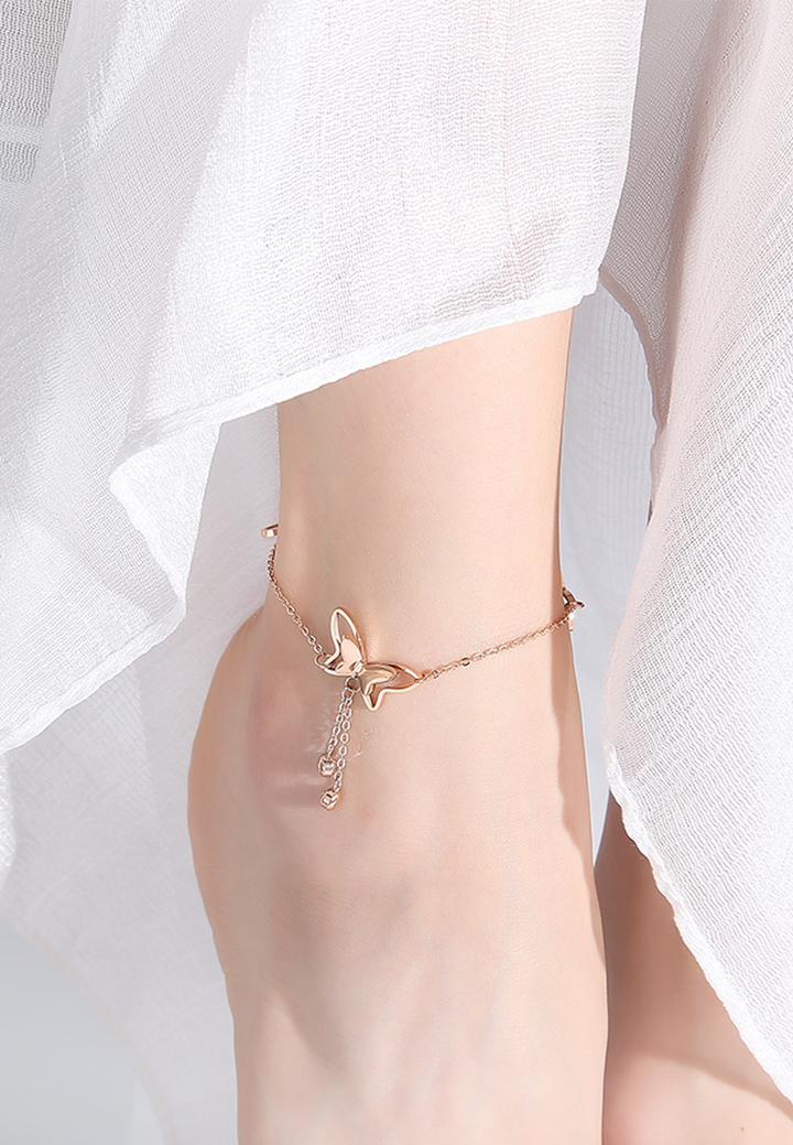 Chimaera Birdwing Anklet in Rose Gold