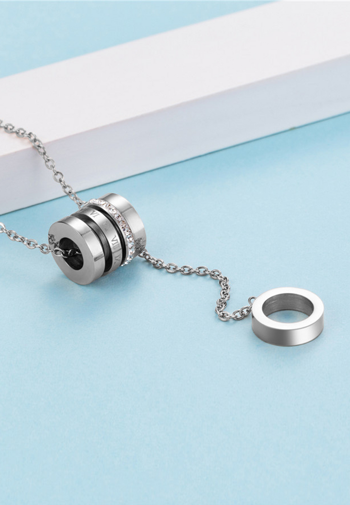 Celovis Jewellery - Jourdan Roll Ring Barrel Drop Chain Necklace