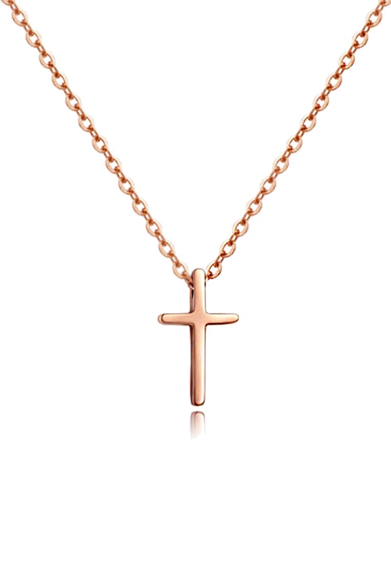 Cross Necklace Thick Rose Gold Length 19.6mm Pendant Rose Gold Silver Chain  - Shop 33 Mino x JOYSTONE Collar Necklaces - Pinkoi