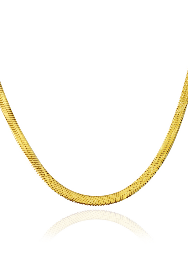 Sahara 4mm Herringbone Choker Chain Necklace in Gold