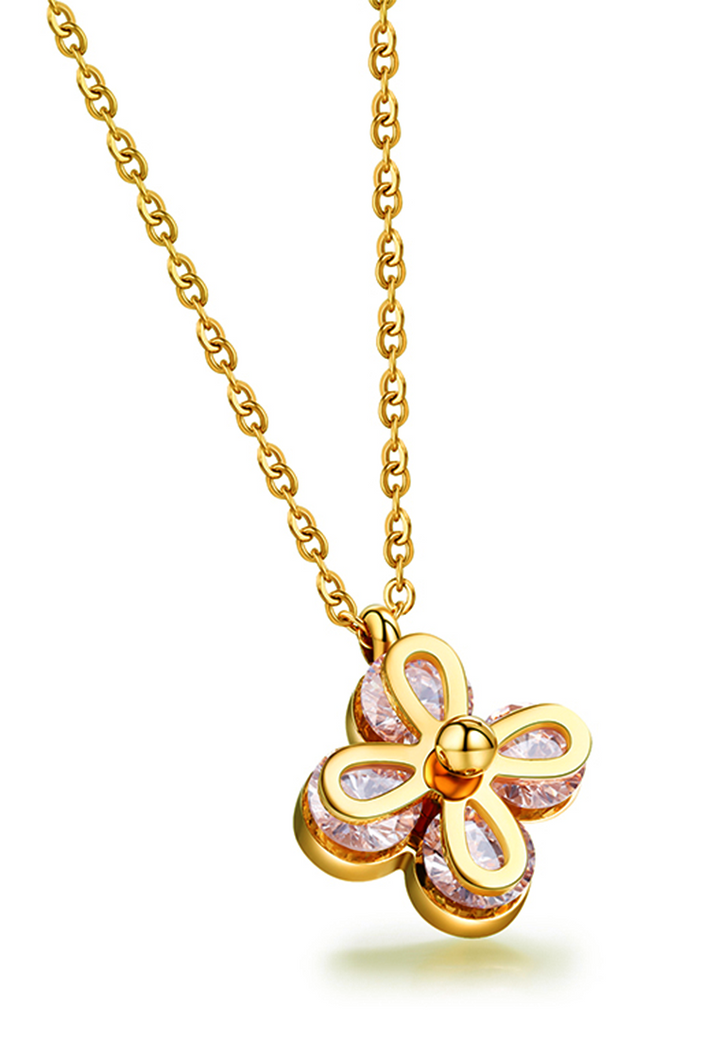 Cleo Clover Zirconia Petals Necklace