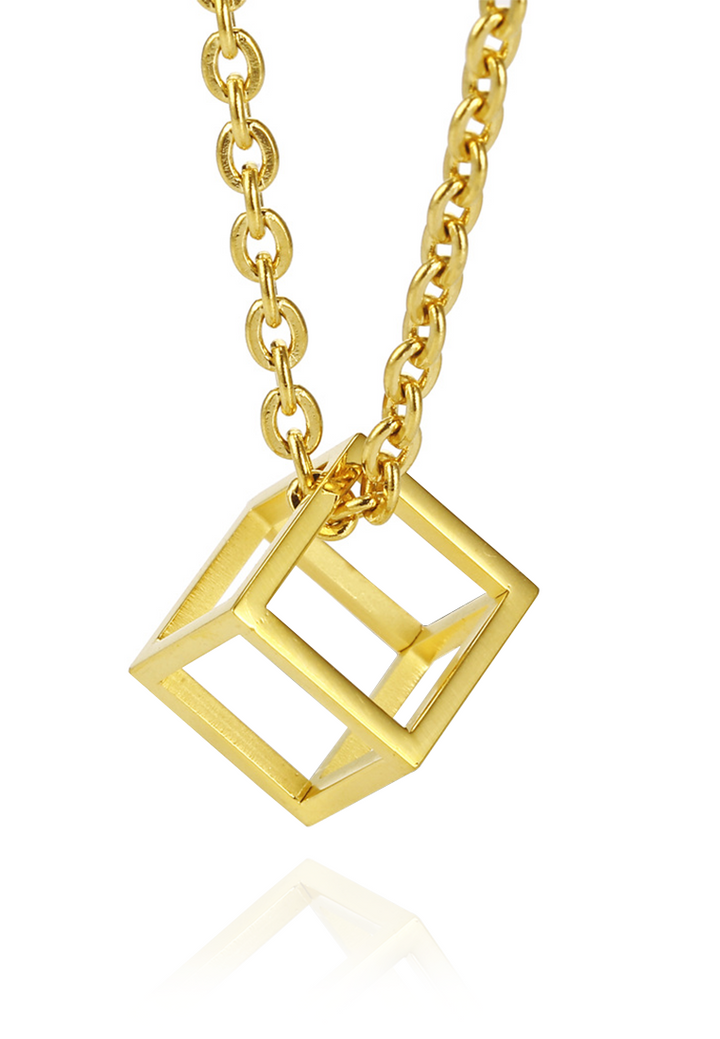 Celovis Jewellery - Constance Geometric Hollow Cube Necklace