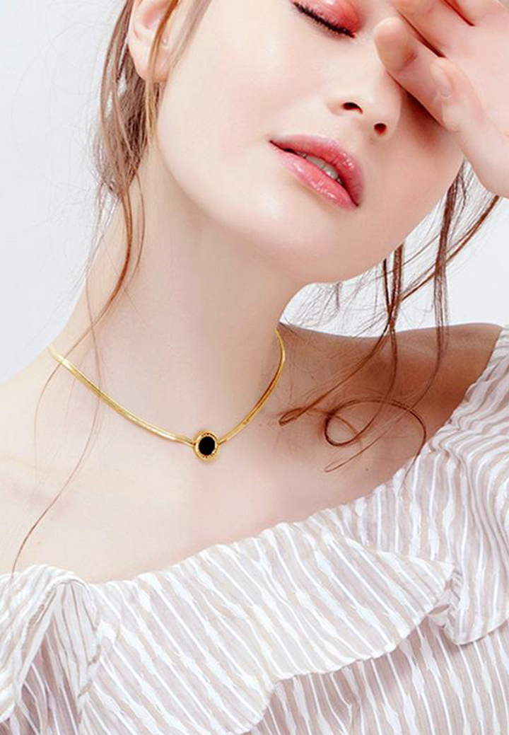 Thea Roman Snake Chain Rose Gold Choker Necklace