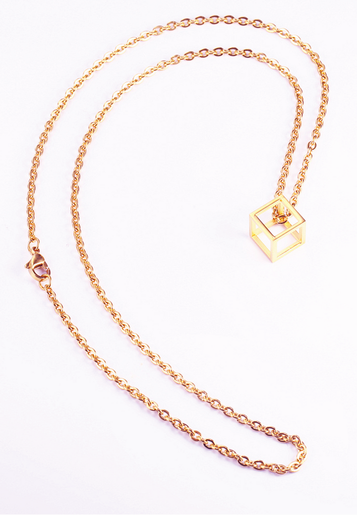 Celovis Jewellery - Constance Geometric Hollow Cube Necklace