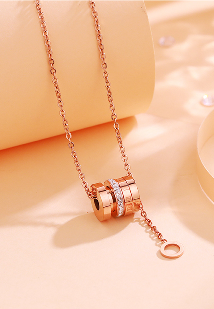 Celovis Jewellery - Jourdan Roll Ring Barrel Drop Chain Necklace
