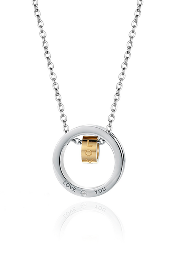 Oscar "LOVE YOU" Pendant with 0.005 Carat Diamond Necklace in Silver