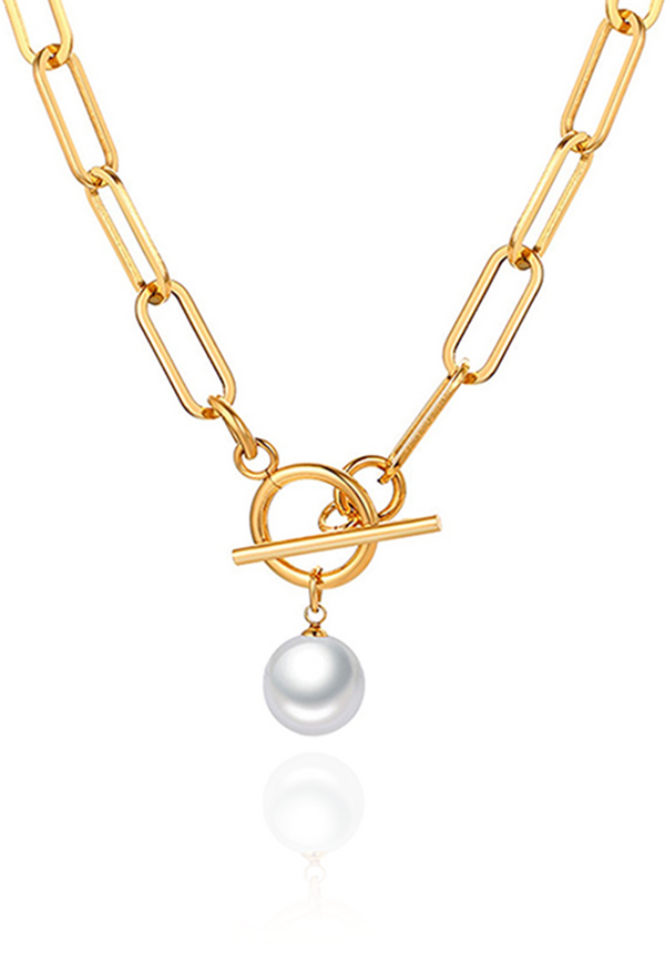Moonlight Pearl Drop Pendant with Toggle Clasp Necklace