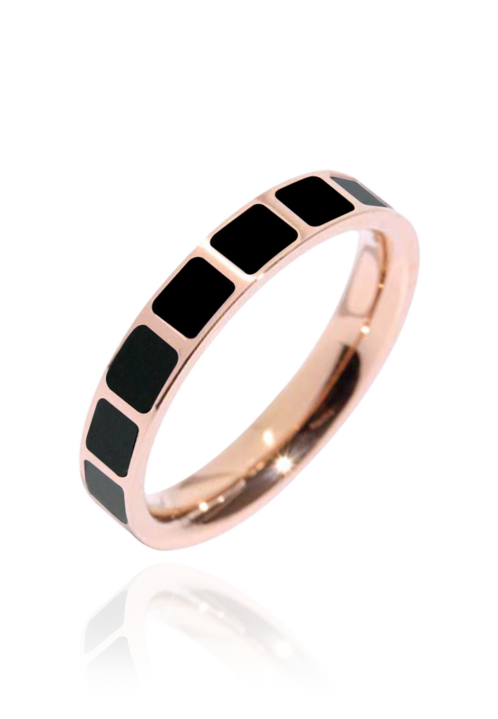 Jules with Square Tile Encrusted Rose Gold Ring