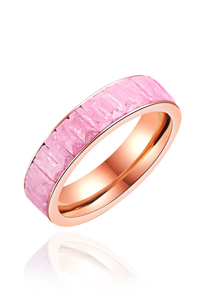Georgia Princess-Cut Crystal Cryolite Inset Ring in Rose Gold