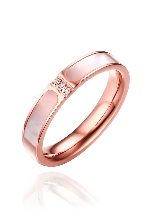Colette White Mother Pearl Ring in Rose Gold