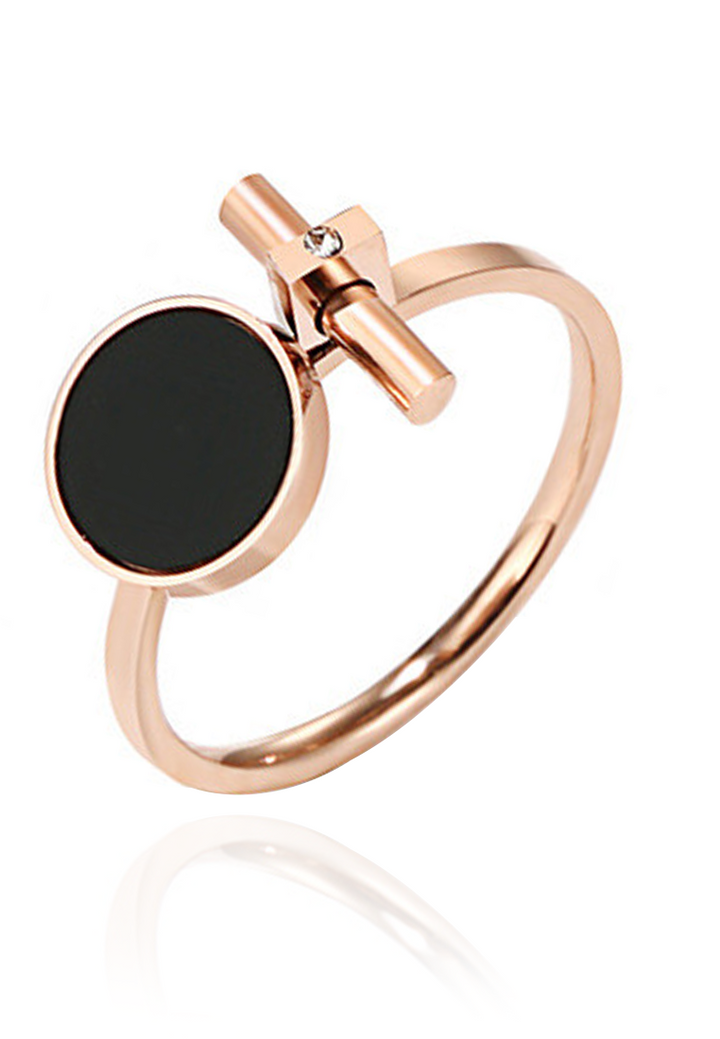 Lucie Black Cubic Zirconia Ring in Rose Gold