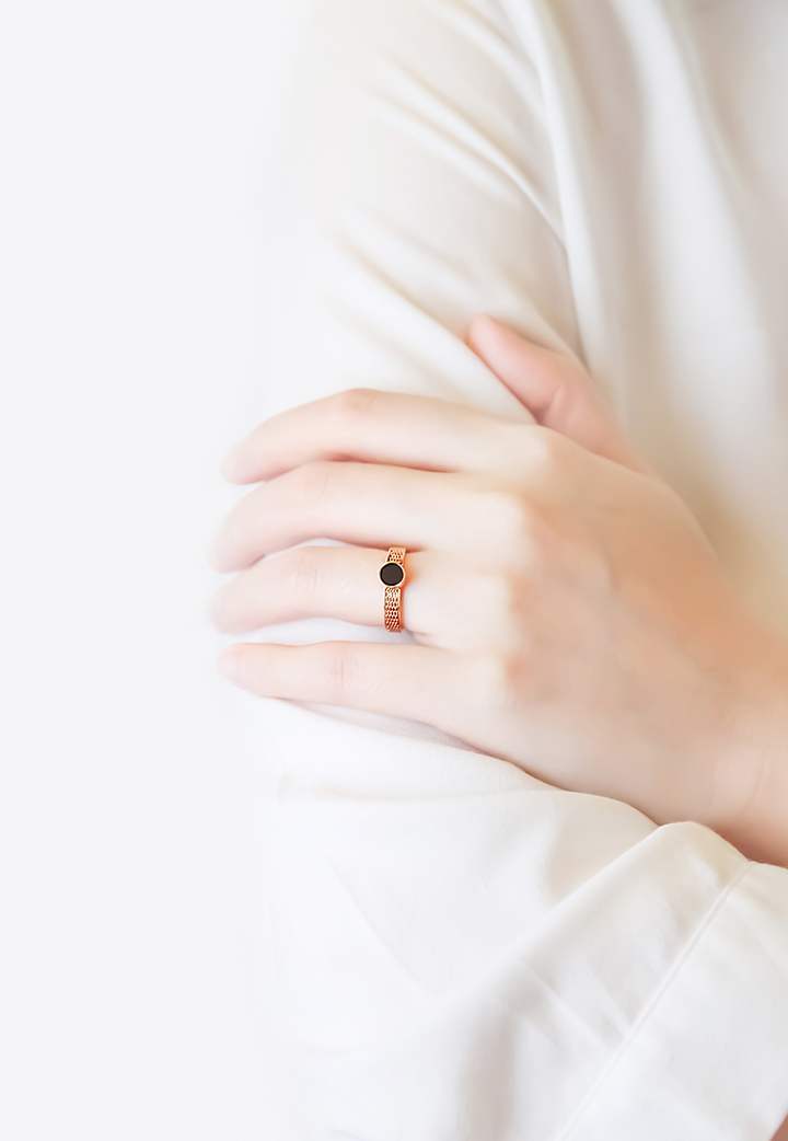 Cadence Chain Mesh Ring in Rose Gold