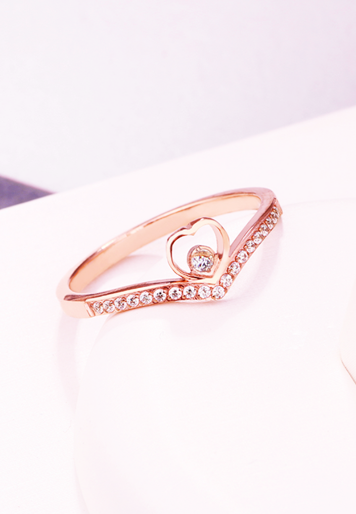 Princess Juliet Heart Tiara Ring in Rose Gold