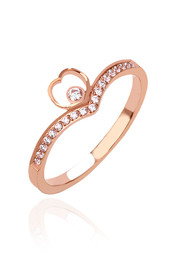 Princess Juliet Heart Tiara Ring in Rose Gold
