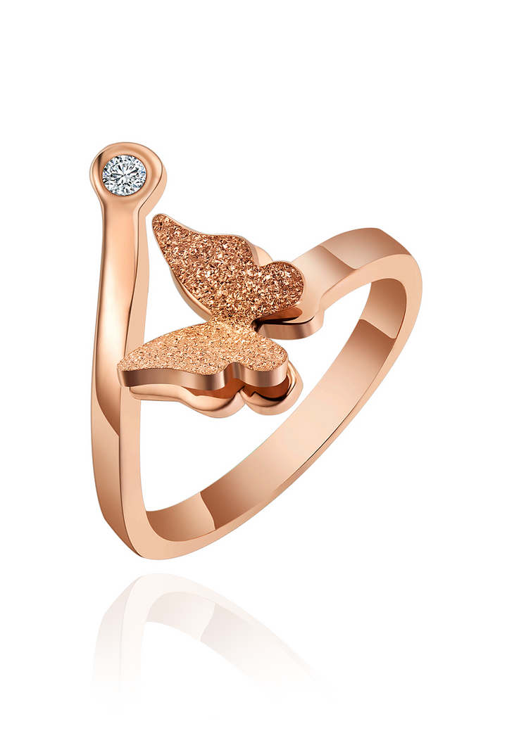 Queen Alexandra Butterfly Adjustable Ring in Rose Gold