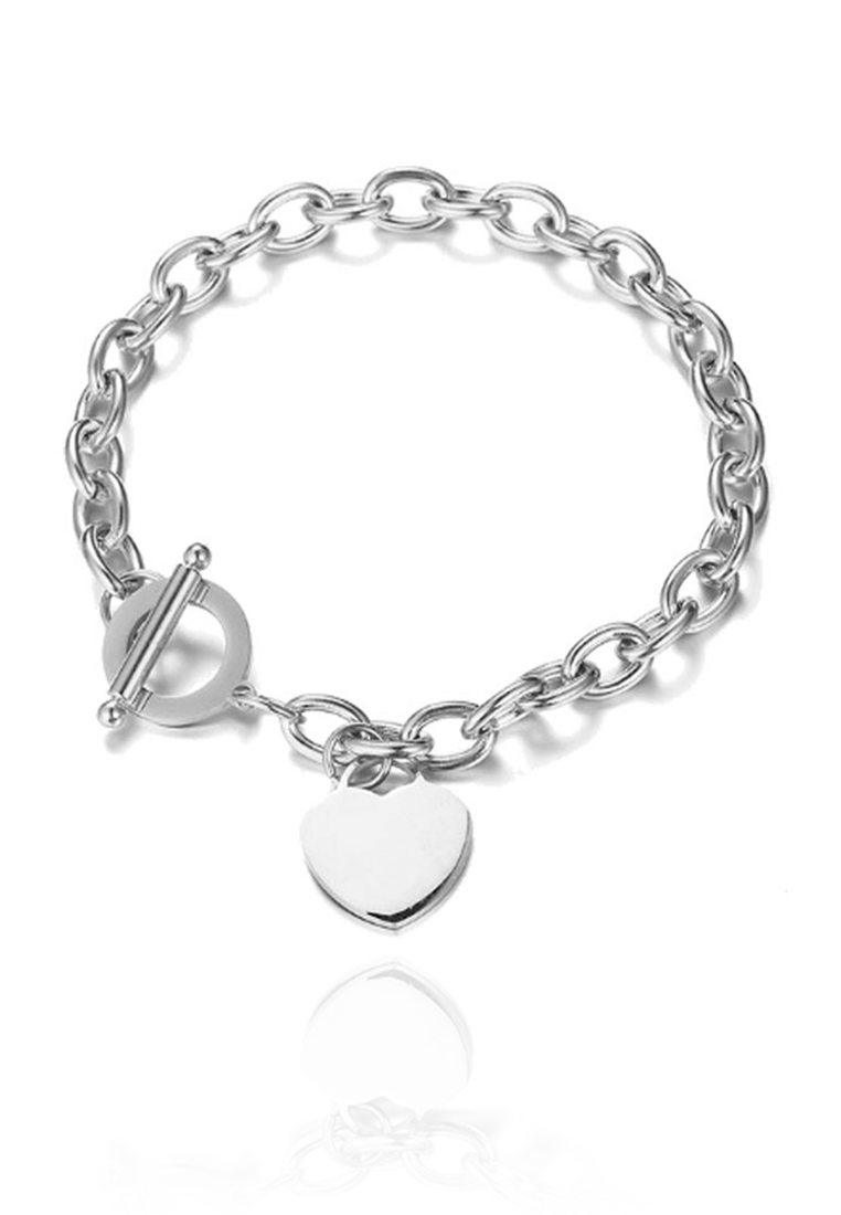 Adora Engravable Heart Pendant with Chain Link Toggle Clasp Anklet