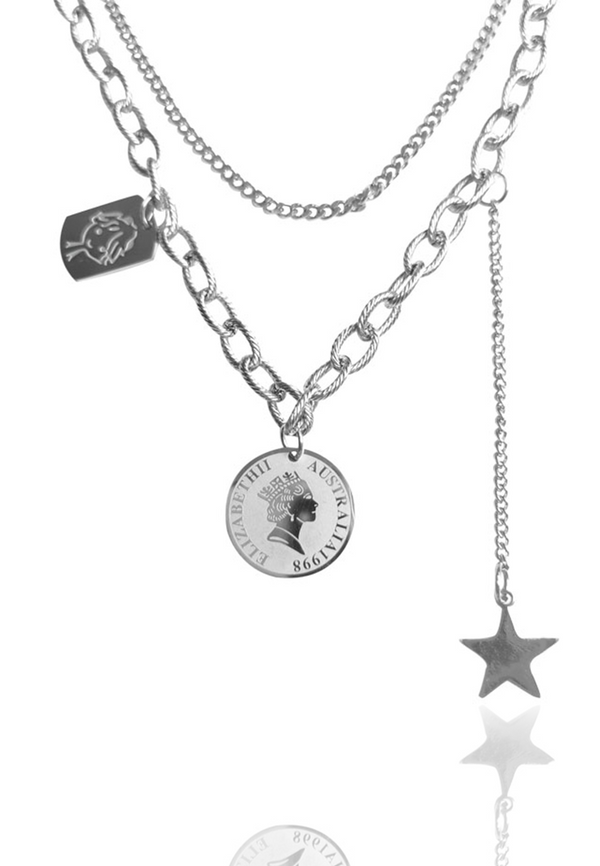 Celovis Jewellery - Jimi Rockstar Emblem, Boy and Retro Necklace in Silver