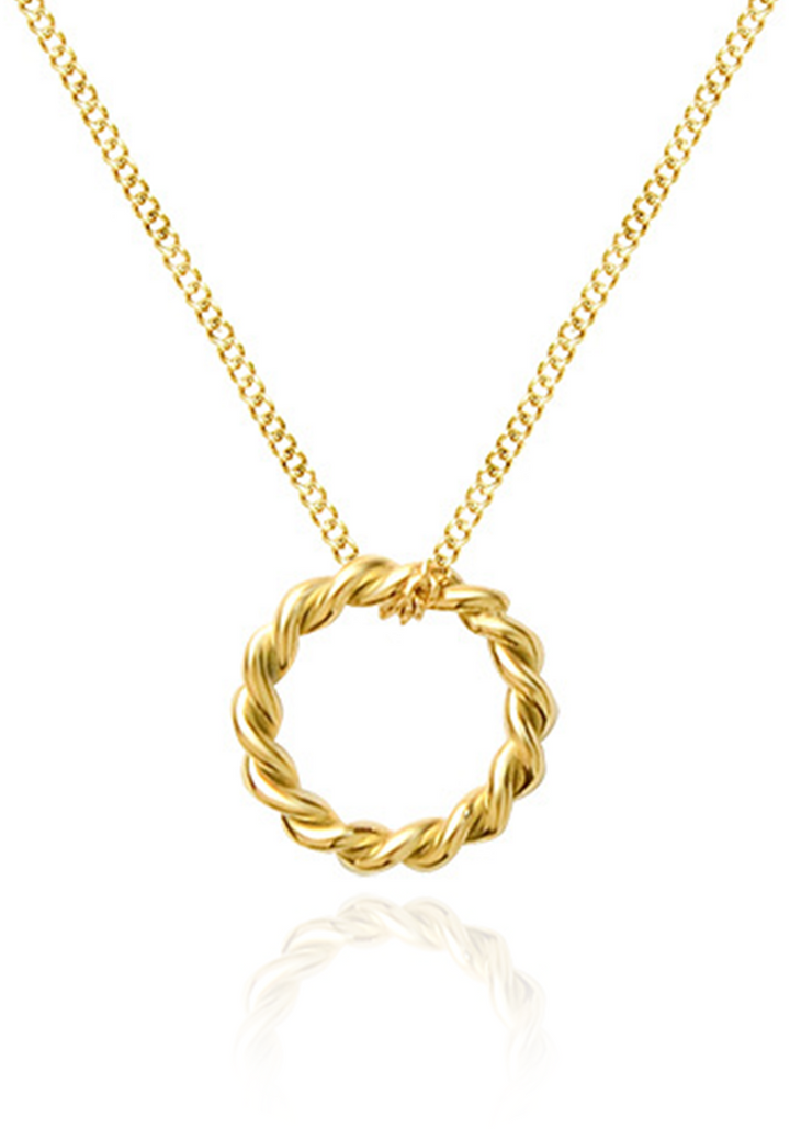 Celovis Jewellery -  Edith Twisted Spiral Ring Pendant Chain Necklace in Gold