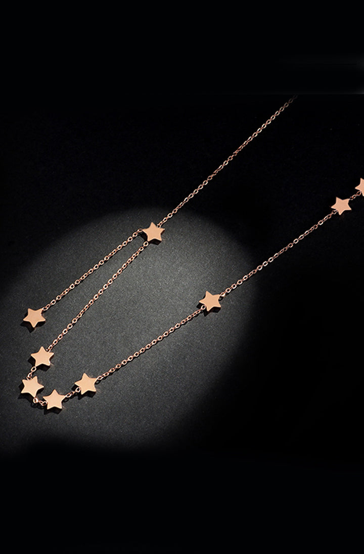 Celovis Jewellery - Galaxy Stars Drop Charms in Rose Gold Pendant Chain Necklace
