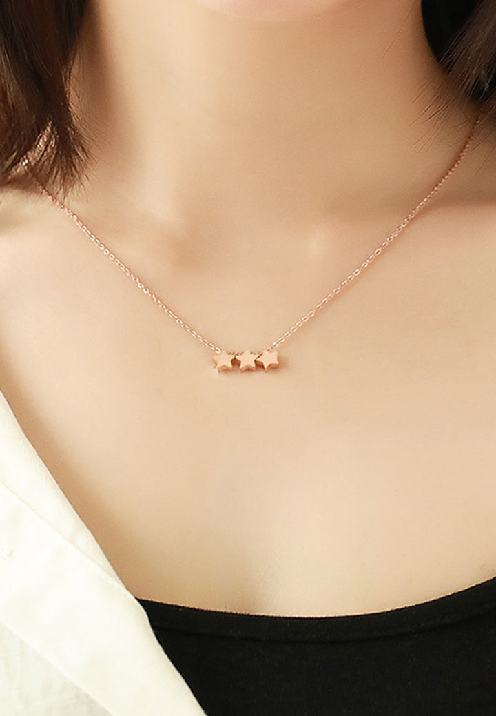Orion Trinity Stars Pendant in Rose Gold Chain Necklace