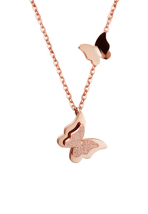 Queen Alexandra Butterfly Rose Gold Necklace - Celovis Jewelry