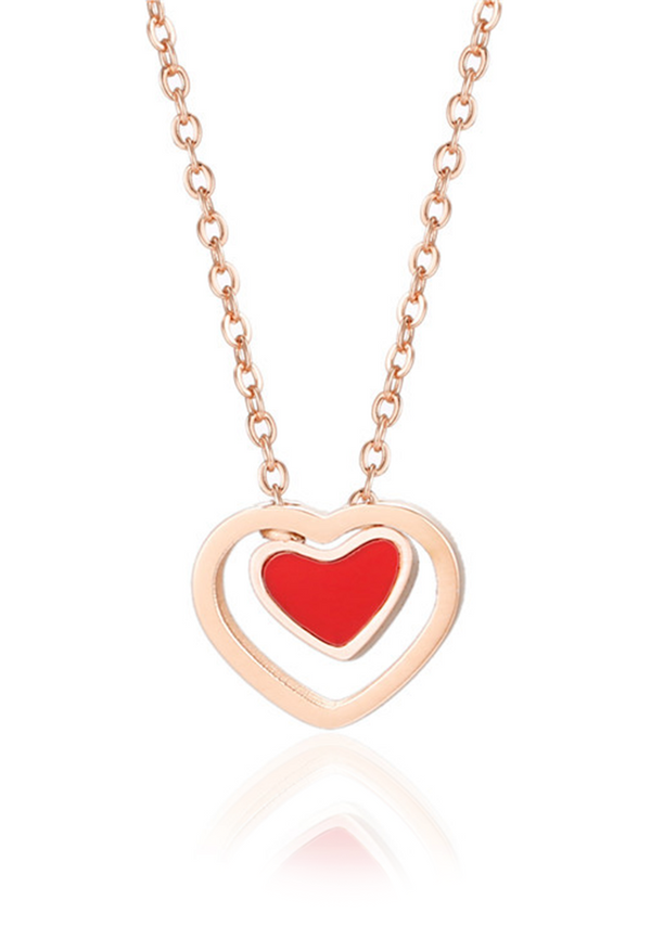 Heartthrob Love with 0.005 Ct Diamond Rose Gold Necklace