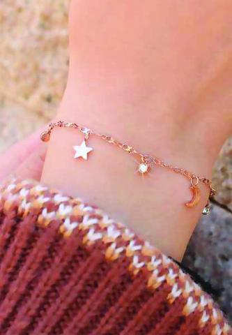 Celestial Moon and Stars with Zirconia Bracelet