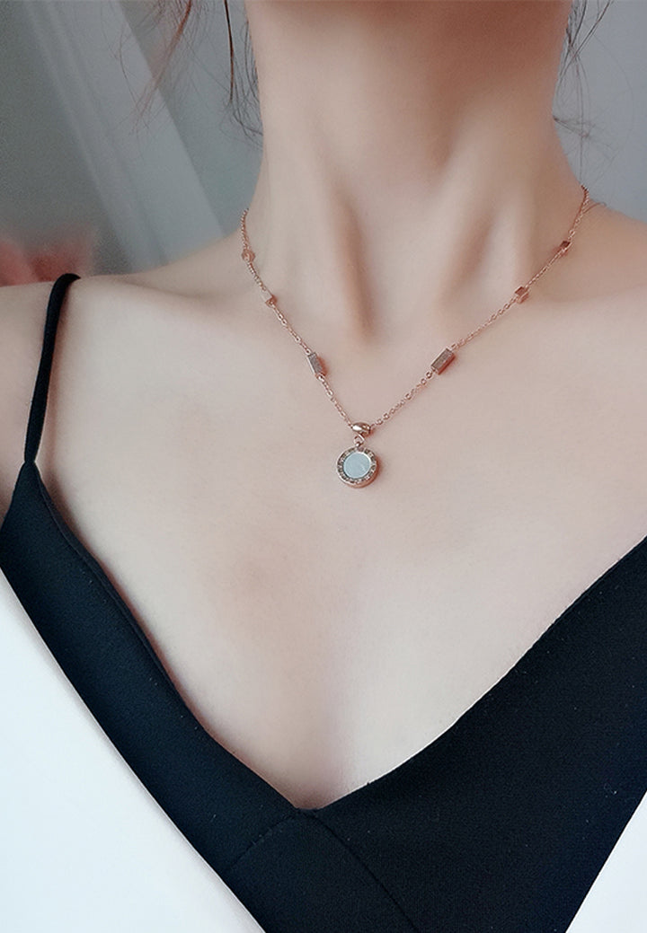 Emma Reversible Two Side Rose Gold Pendant Necklace