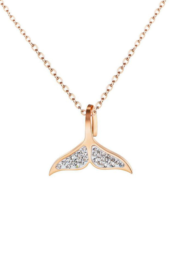 Marin Mermaid Tail Zirconia Necklace in Rose Gold
