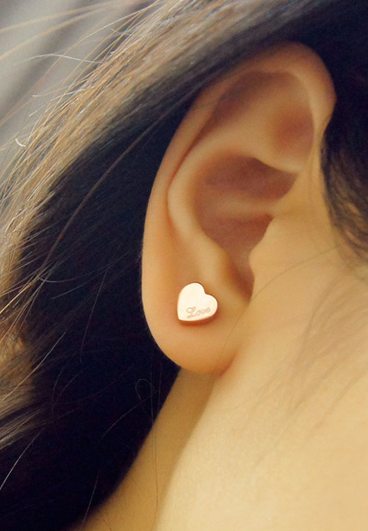 Valentina Love Stud Earrings in Rose Gold